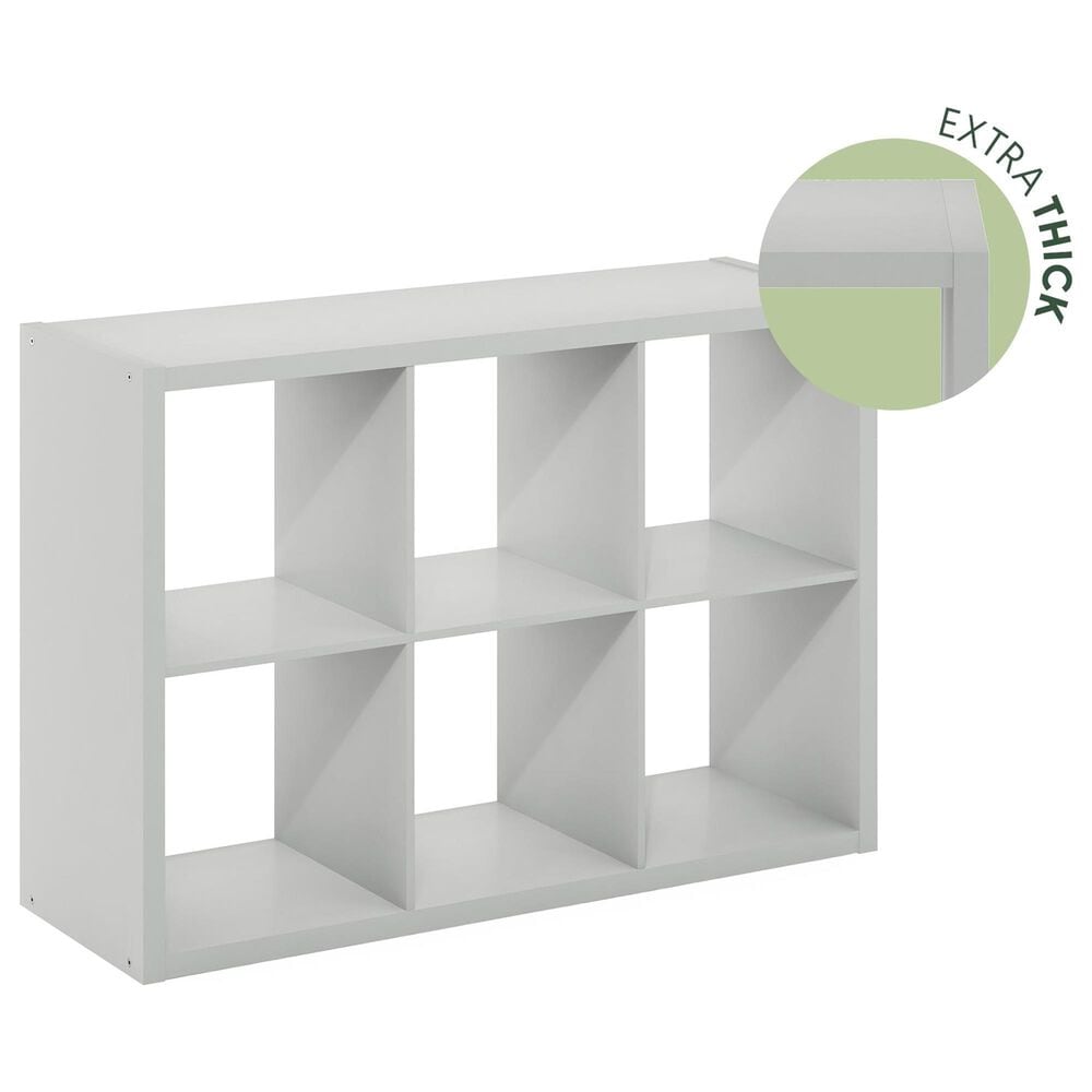 HOMLUX 6-Cube Reversible Open Back Bookshelf in Light Grey, , large