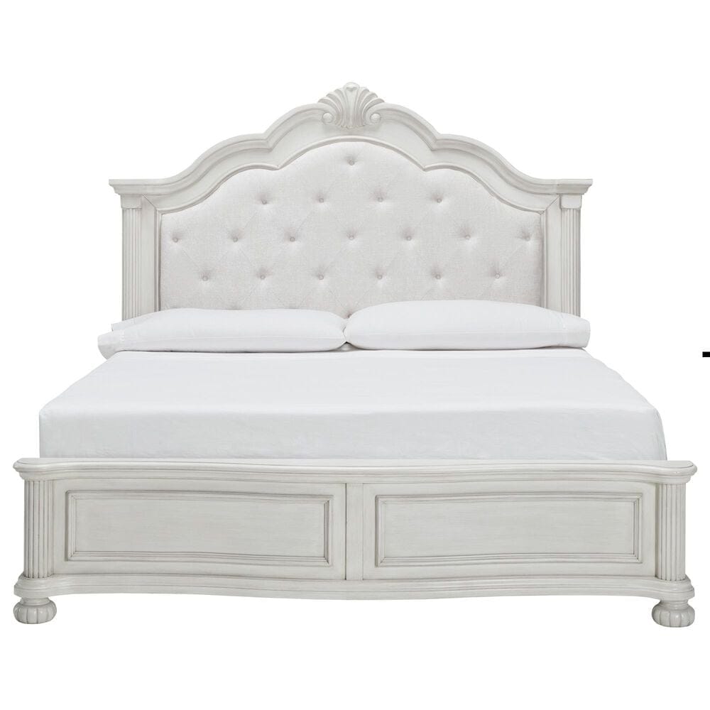 Ashley Montelaine California King Upholstered Panel Bed in Antique White, , large