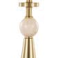 LumiSource Cone Travertine Table Lamp with Tan Leaf Shade in Gold (Set of 2), , large
