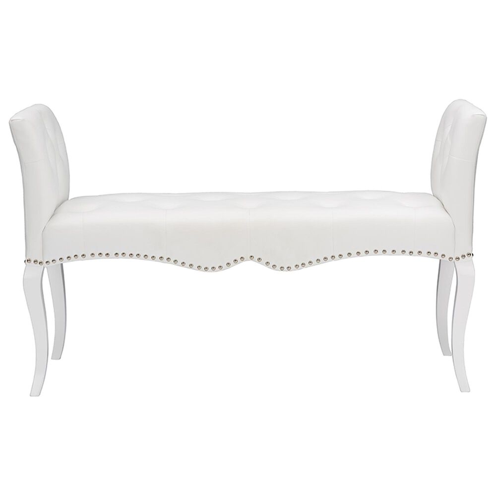Baxton Studio Kristy Bench in White, , large