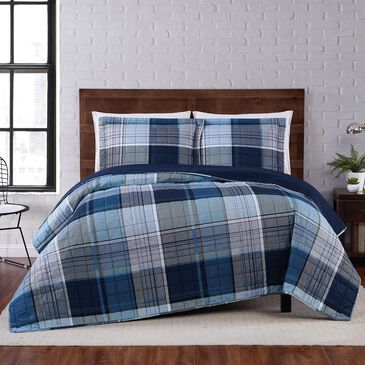 Pem America Truly Soft Trey 3-Piece Full/Queen Quilt Set in Blue, , large