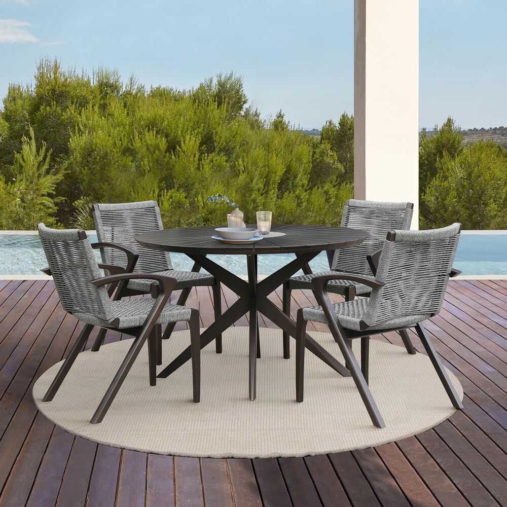 Blue River Nabila Outdoor Dining Chair with Gray Rope in Dark Earth (Set of 2), , large