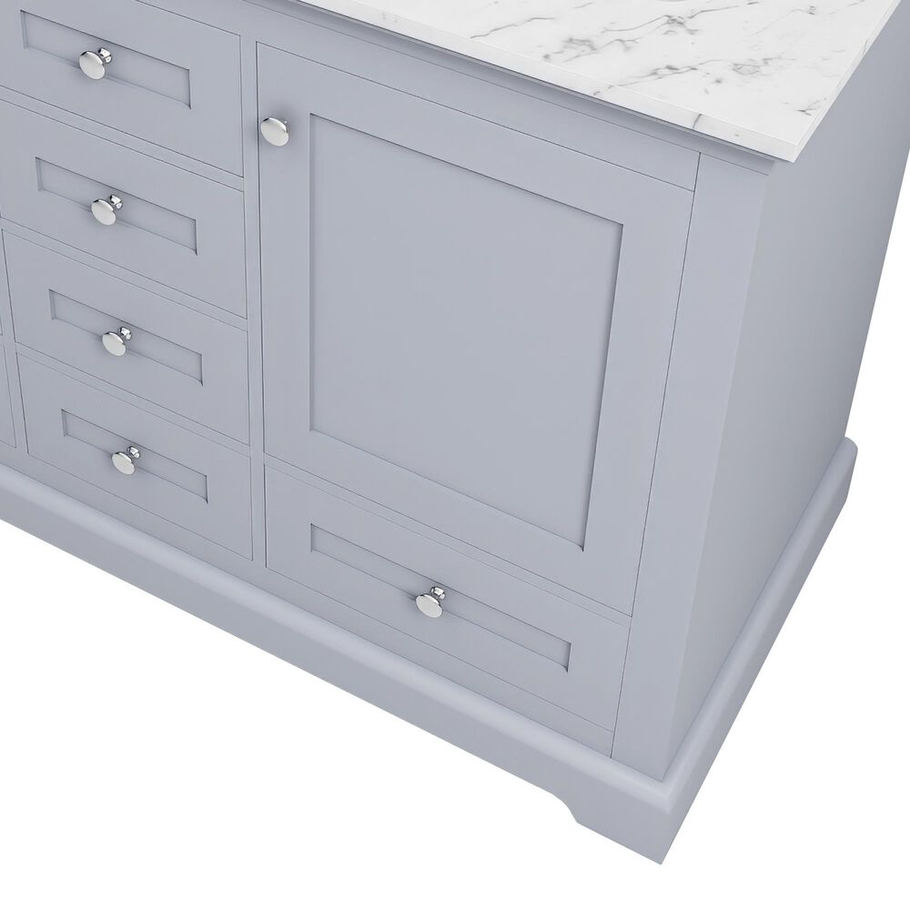 Lexora Home Dukes 48&quot; Double Bathroom Vanity in Dark Grey with 2 cm White Carrara Marble Top and Rectangular Sinks, , large