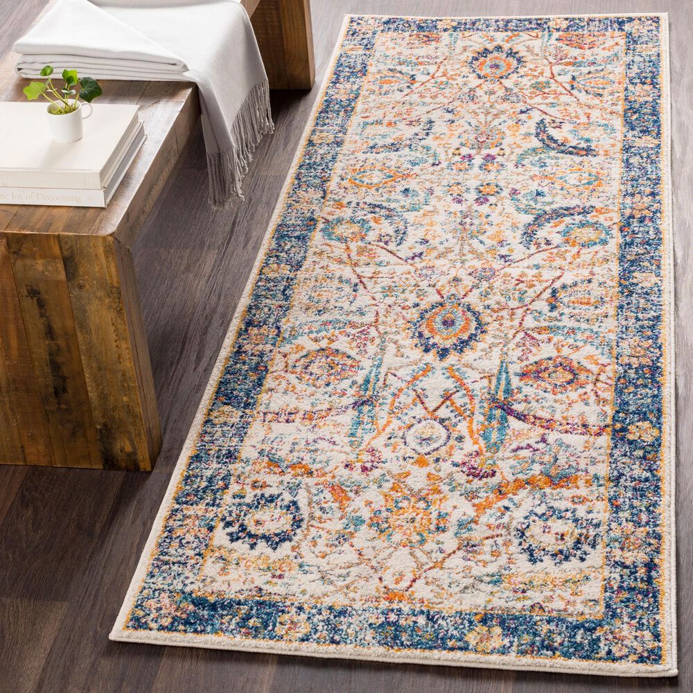 37B Harput Navy, Burnt Orange, Mustard, Teal, Medium Gray, Burgandy and Light Beige 2&#39;7&quot; x 7&#39;3&quot; Runner, , large