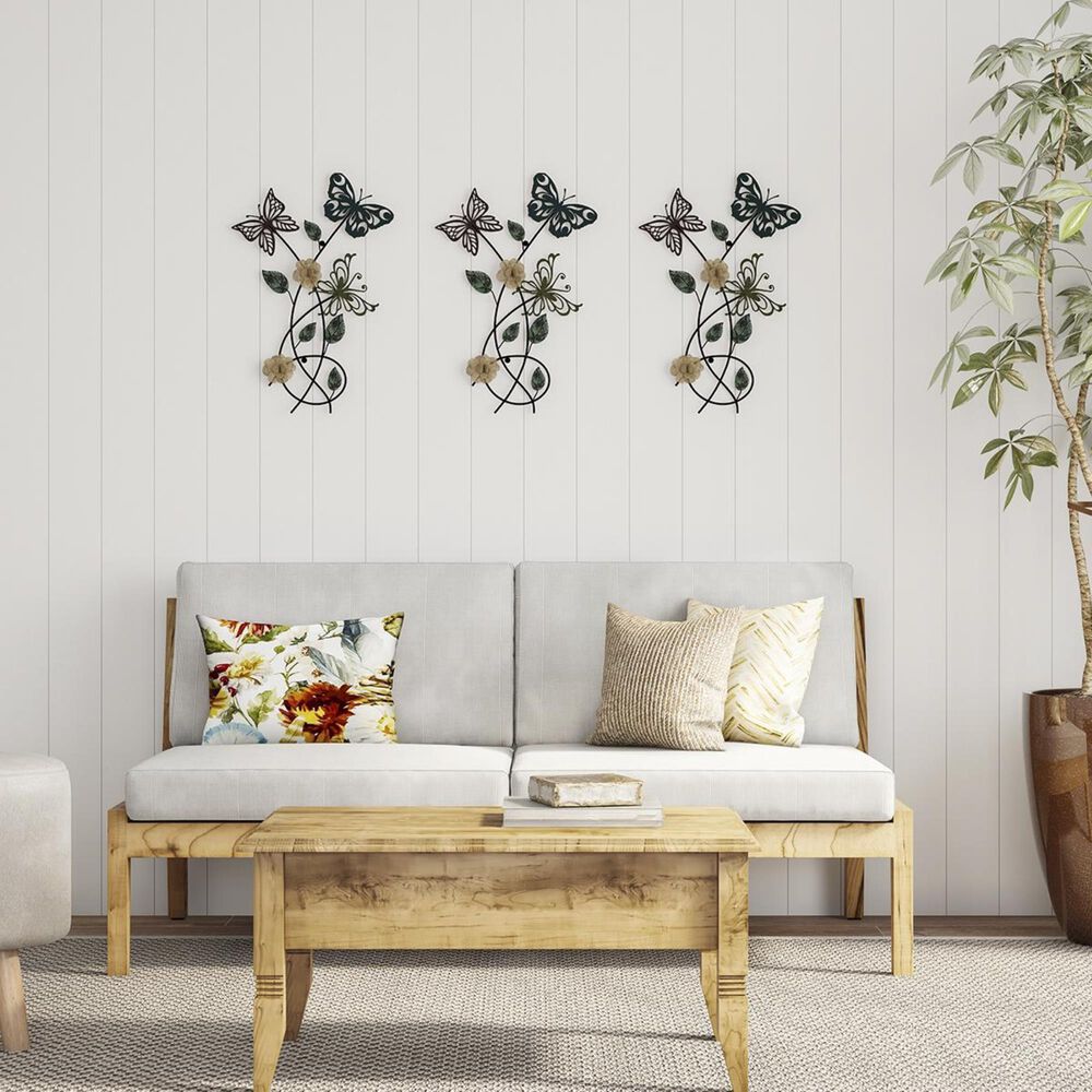 Timberlake Lavish Home Garden Butterfly Metal Art in Distressed Paint, , large