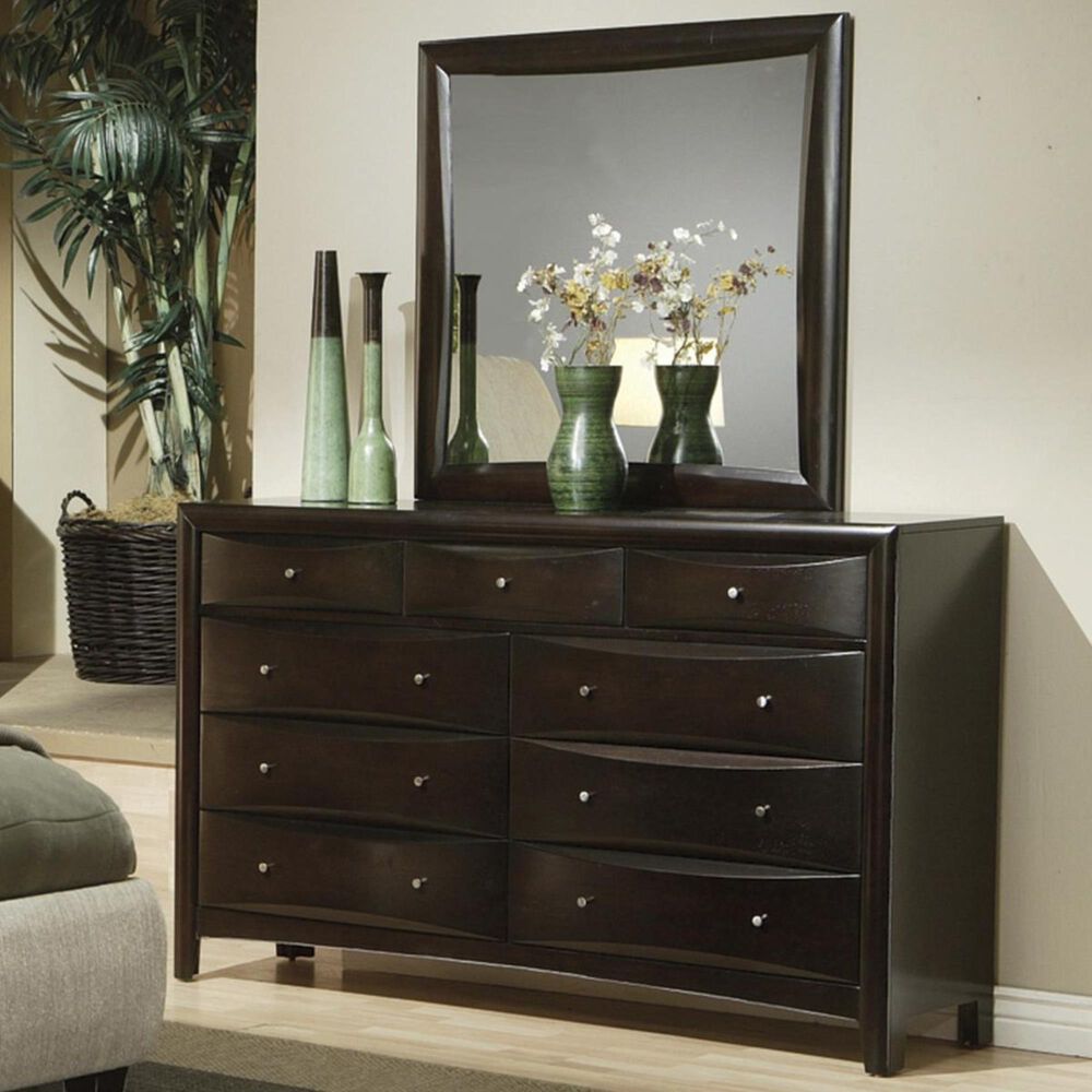 at HOME Dayton 9-Drawer Dresser and Mirror in Cappuccino, , large