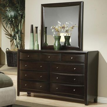 at HOME Dayton 9-Drawer Dresser and Mirror in Cappuccino, , large