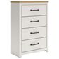 Ashley Linnocreek 4-Drawer Drawer Chest in White and Warm Brown, , large