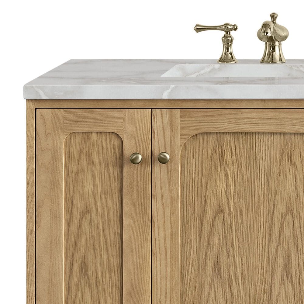 James Martin Vanities Laurent 72" Double Bathroom Vanity in Light Natural Oak with 3 cm Lime Delight Quartz Top and Rectangular Sinks, , large