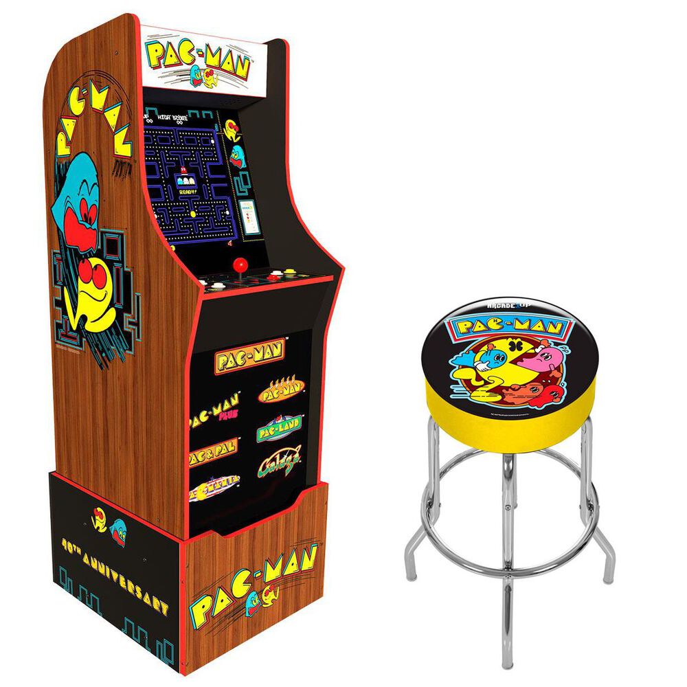 Arcade1up 4' Pac-Man 40th Anniversary Edition Arcade Game with Riser and Stool, , large