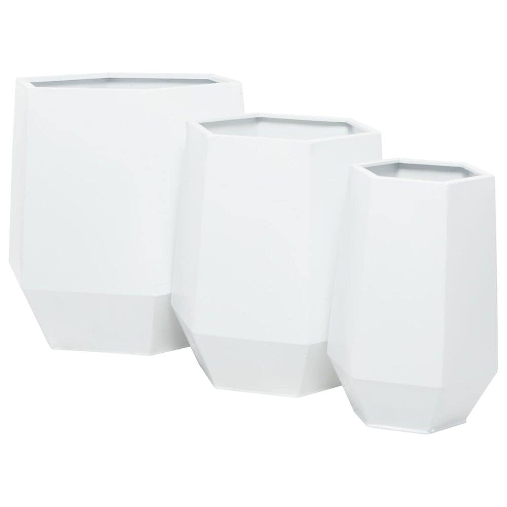 Maple and Jade Hexagon Planter in Satin White (Set of 2), , large