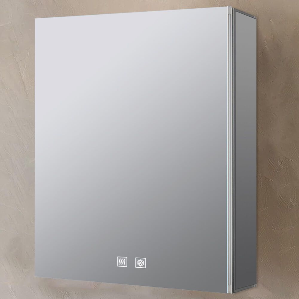 Lexora Home Corsica 20" x 28" LED Mirror Medicine Cabinet with Defogger in Aluminium, , large