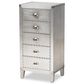 Baxton Studio Carel 5-Drawer Accent Storage Cabinet in Silver, , large