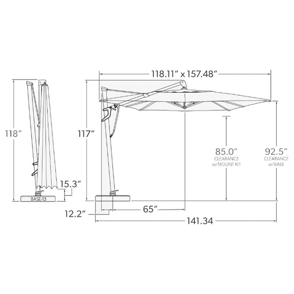 Treasure Garden 10&#39;x13&#39; Cantilever Umbrella with Bronze Base in Straw, , large
