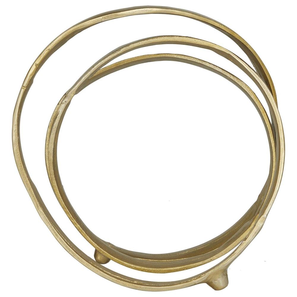 Maple and Jade Abstract Looped Decorative Sculpture in Satin Gold, , large