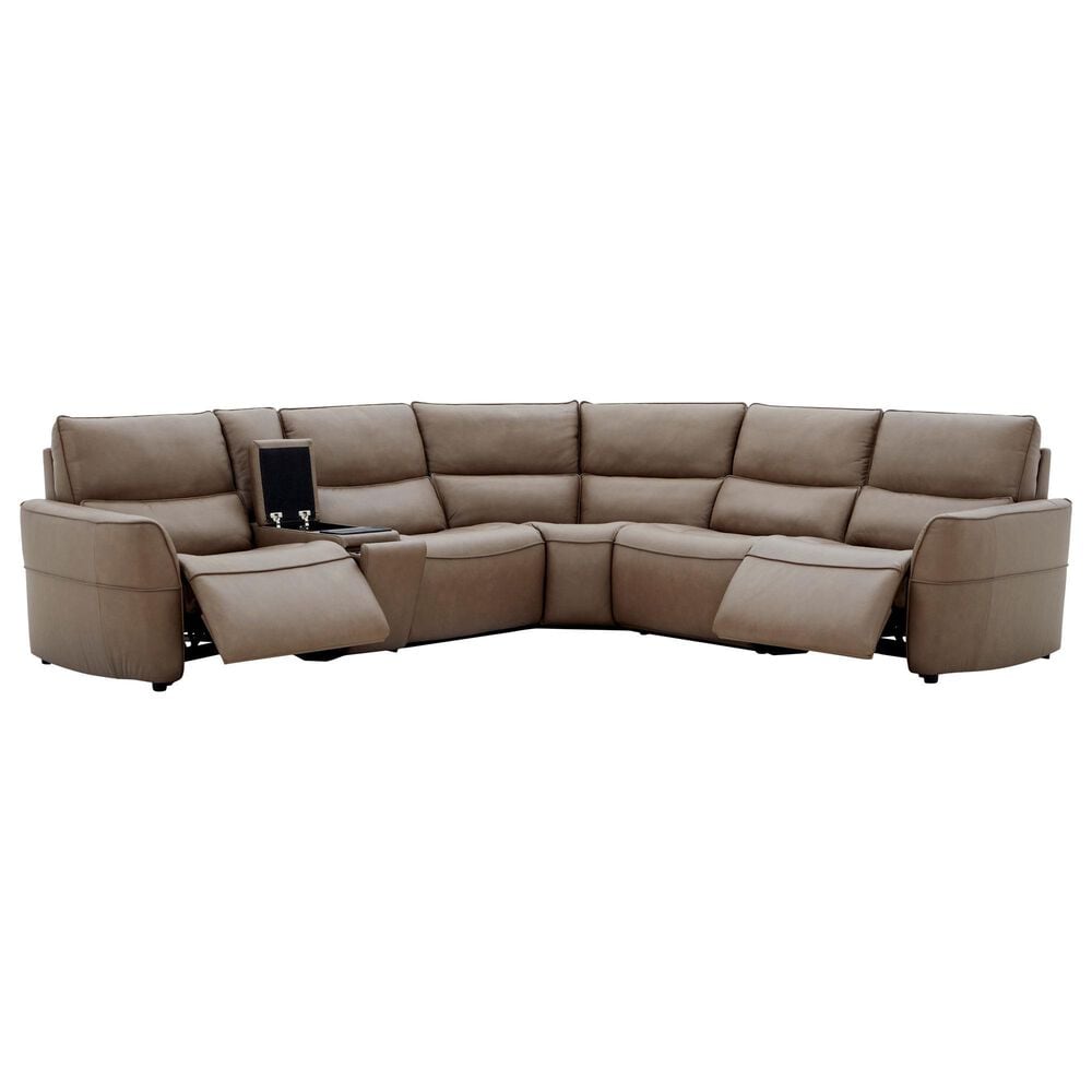Interlochen 6-Piece Leather Power Reclining Sectional with Power Headrests in Aline Sable, , large