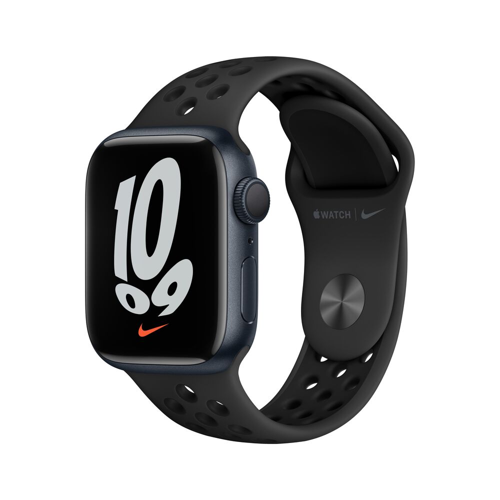 Apple Watch Nike Series 7 (GPS) 41mm Midnight Aluminum Case with Anthracite/Black Nike Sport Band, , large