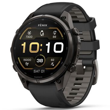 Garmin fenix 9 Pro Smartwatch 47mm Carbon Gray DLC Titanium with Black and Pebble Gray Silicone Band, , large