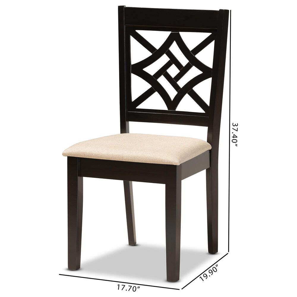 Baxton Studio Nicolette Side Chair with Sand Cushion in Dark Brown (Set of 2), , large