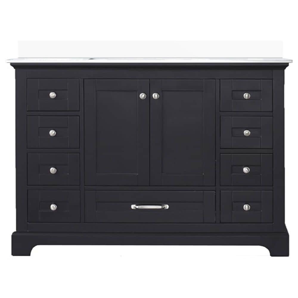 Lexora Home Dukes 48&quot; Single Bathroom Vanity in Espresso with 2 cm White Cultured Marble Top and Rectangular Sink, , large