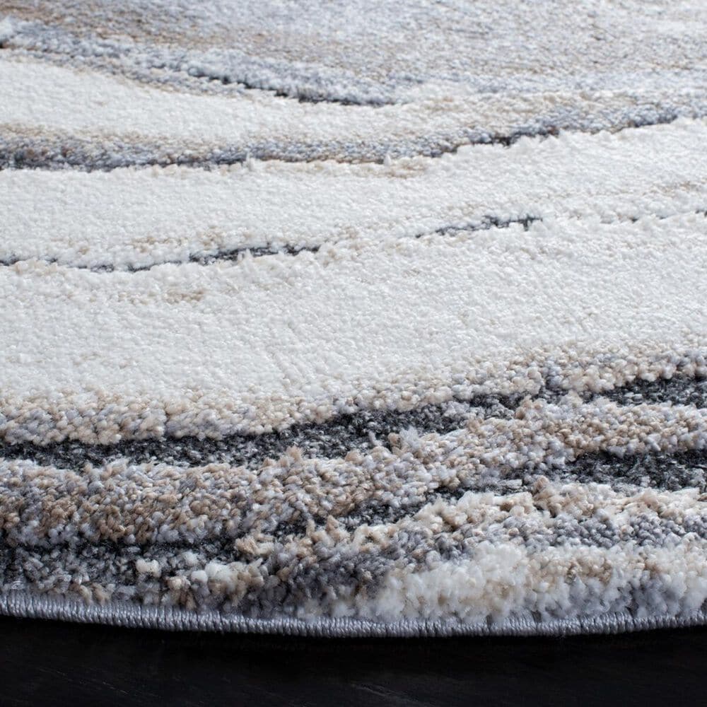 Safavieh Cyrus Shag CYR124A 6&#39;7&quot; Round Ivory and Grey Area Rug, , large