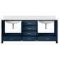 Lexora Home Jacques 80" Double Bathroom Vanity in Navy Blue with 2 cm White Cultured Marble Top and Rectangular Sinks, , large