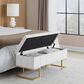 Lumisource Midas Storage Bench with White Velvet Cushion in Gold, , large