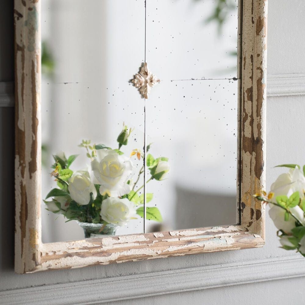 Hearth and Haven Wood Arched Mirror with 3 Small Medallions in Cream and Gold, , large