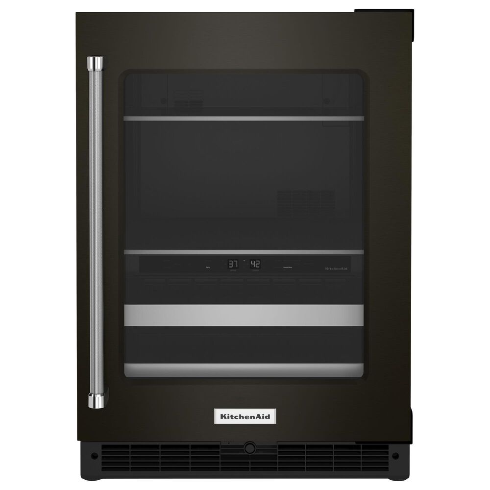 KitchenAid 24" Beverage Center with Right Hinge and Metal-Front Racks in Black Stainless Steel, , large