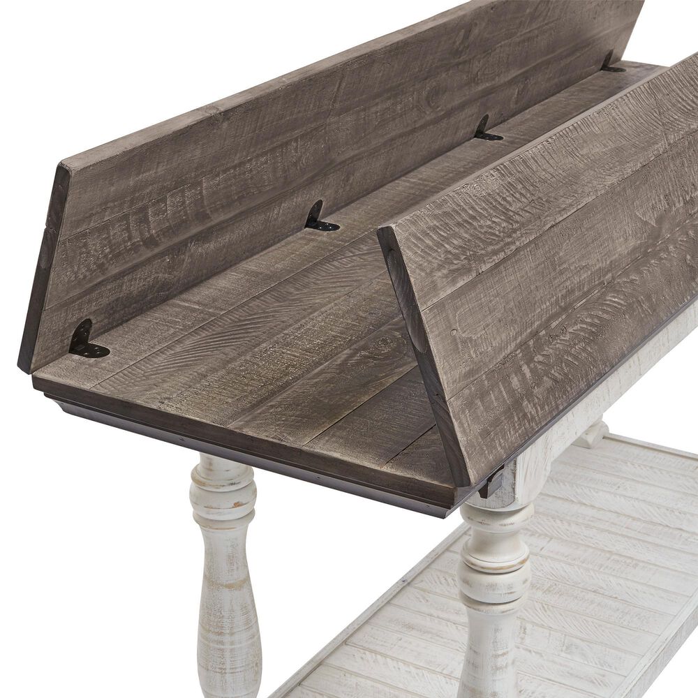 Ashley Havalance Flip-Top Sofa Table in Weathered Gray and Vintage White, , large