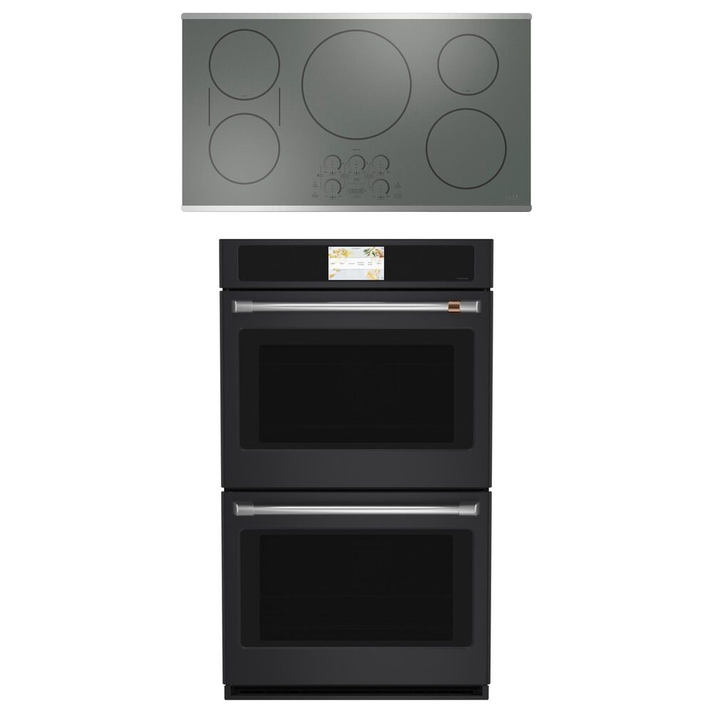 Cafe 2-Piece Kitchen Package with Matte Black 30" Smart Built-In Convection Double Wall Oven and Stainless Steel 36" Touch Control Induction Cooktop, , large
