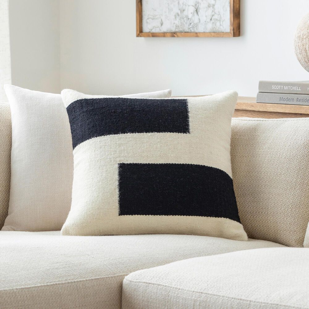 Surya Osmund 22&quot; x 22&quot; Throw Pillow in Black and Beige, , large