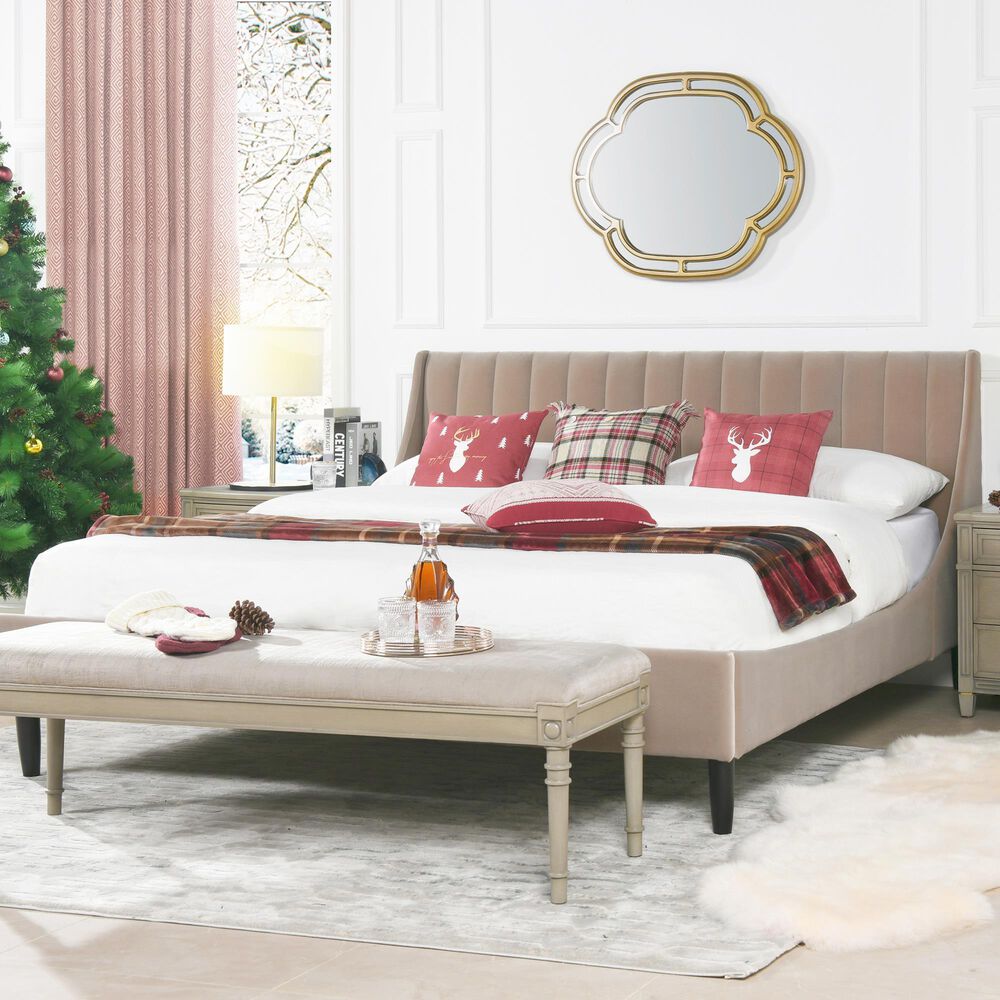 Jennifer Taylor Home Aspen King Platform Bed in Mink Beige, , large