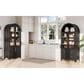 HOMLUX HOMLUX 71" Tall Arched Kitchen Pantry Cabinet with Door Shelves, Farmhouse Kitchen Storage Cabinet with Open & Adjustable Shelves, Hidden Drawer & Glass Door, Cupboard for Kitchen, Dining Room, Black, , large