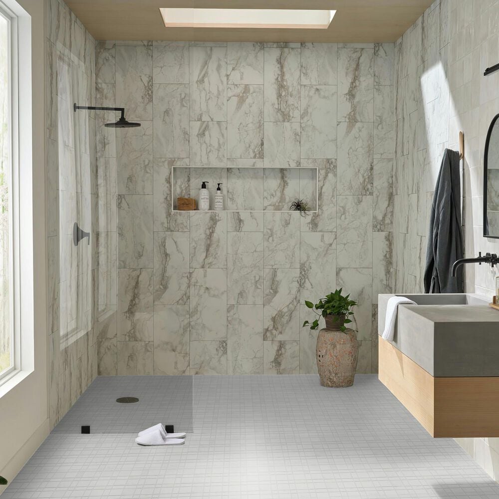Shaw Eterna Pinwhl Mos Alps Thassos 12.5" x 12.5" Natural Stone Mosaic Sheet, , large