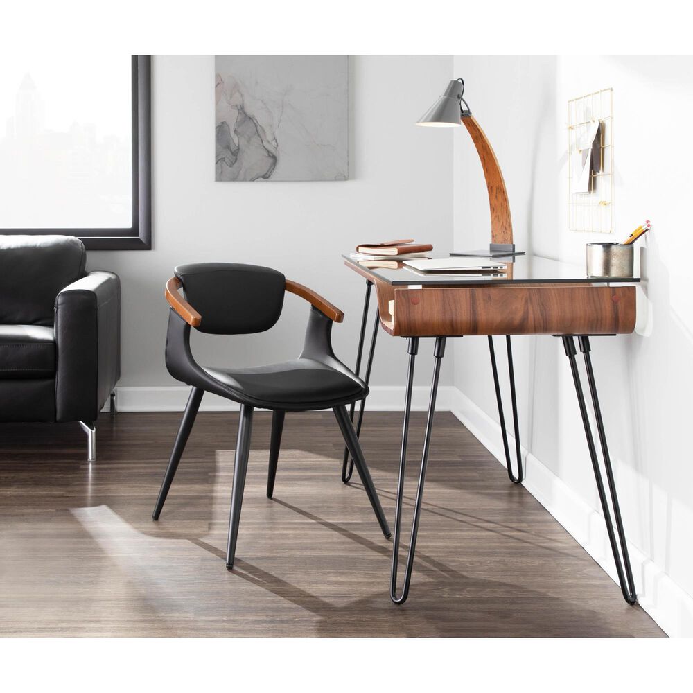 Lumisource Avery Writing Desk in Black, Walnut and Clear, , large