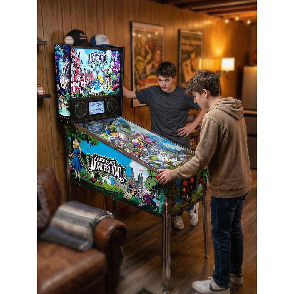 Wonderland Amusements Alice Goes to Wonderland Pinball Machine in Black, , large