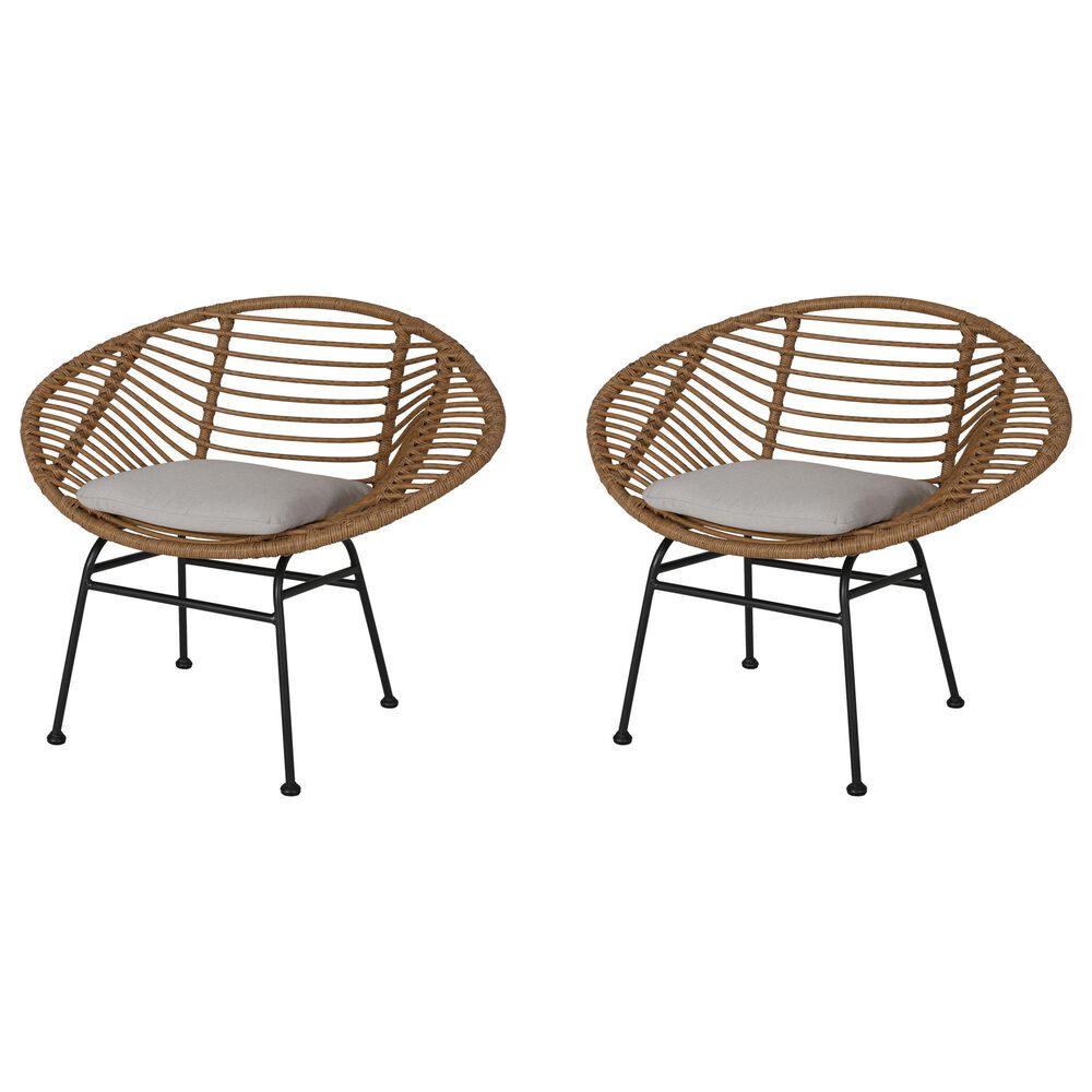 Hearth and Haven Engle Outdoor Armless Chair with Cushions in Beige (Set of 2), , large