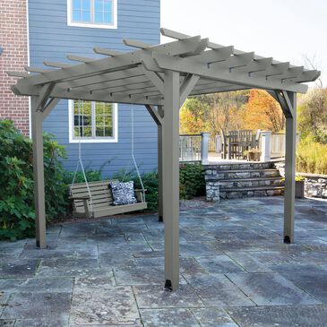 Highwood USA Bodhi 10" x 10" DIY Pergola with 5" Weatherly Porch Swing in Coastal Teak, , large