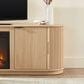 Walker Edison Chloe 70" TV Stand with Freestanding Electric Fireplace in Coastal Oak, , large