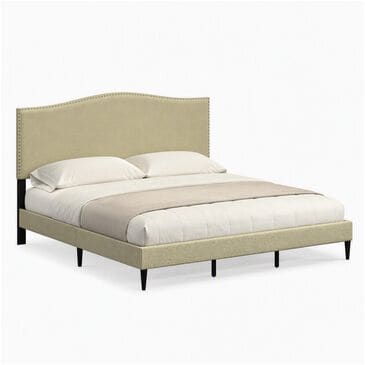 Glideaway Leighford King Upholstered Platform Panel Bed in Beige, , large