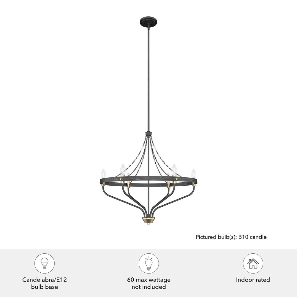 Hunter Merlin 6-Light Chandelier in Rustic Iron and Alturas Gold, , large