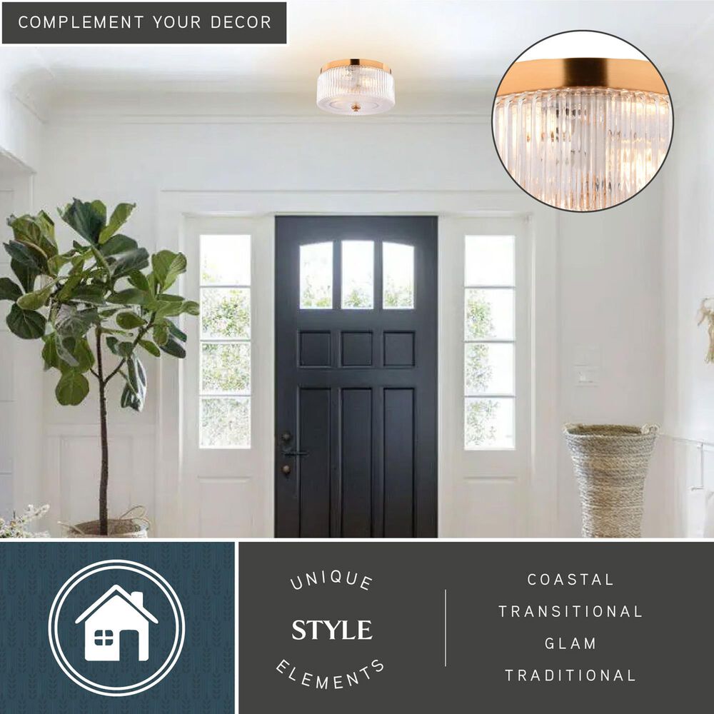 Vaxcel Riverside 2-Light Flush Mount in Muted Brass, , large