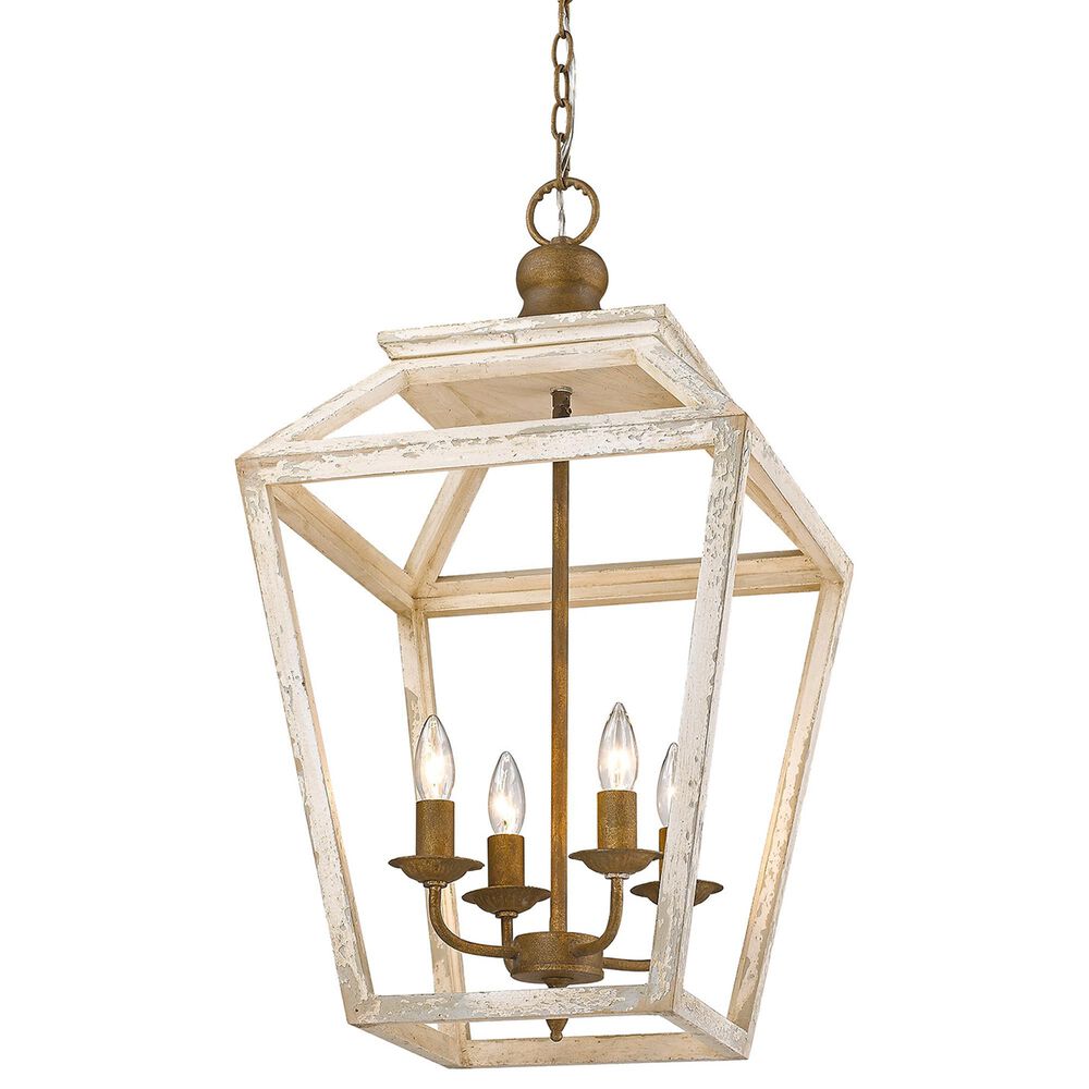 Golden Lighting Haiden 4-Light Pendant in Burnished Chestnut and Distressed Light Gray, , large