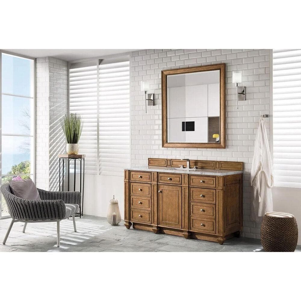 James Martin Vanities Bristol 30&quot; Single Bathroom Vanity in Saddle Brown with 3 cm Arctic Fall Solid Surface Top and Rectangular Sink, , large