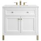 James Martin Vanities Chicago 36" Single Bathroom Vanity in Glossy White with 3 cm Ethereal Noctis Quartz Top and Rectangular Sink, , large