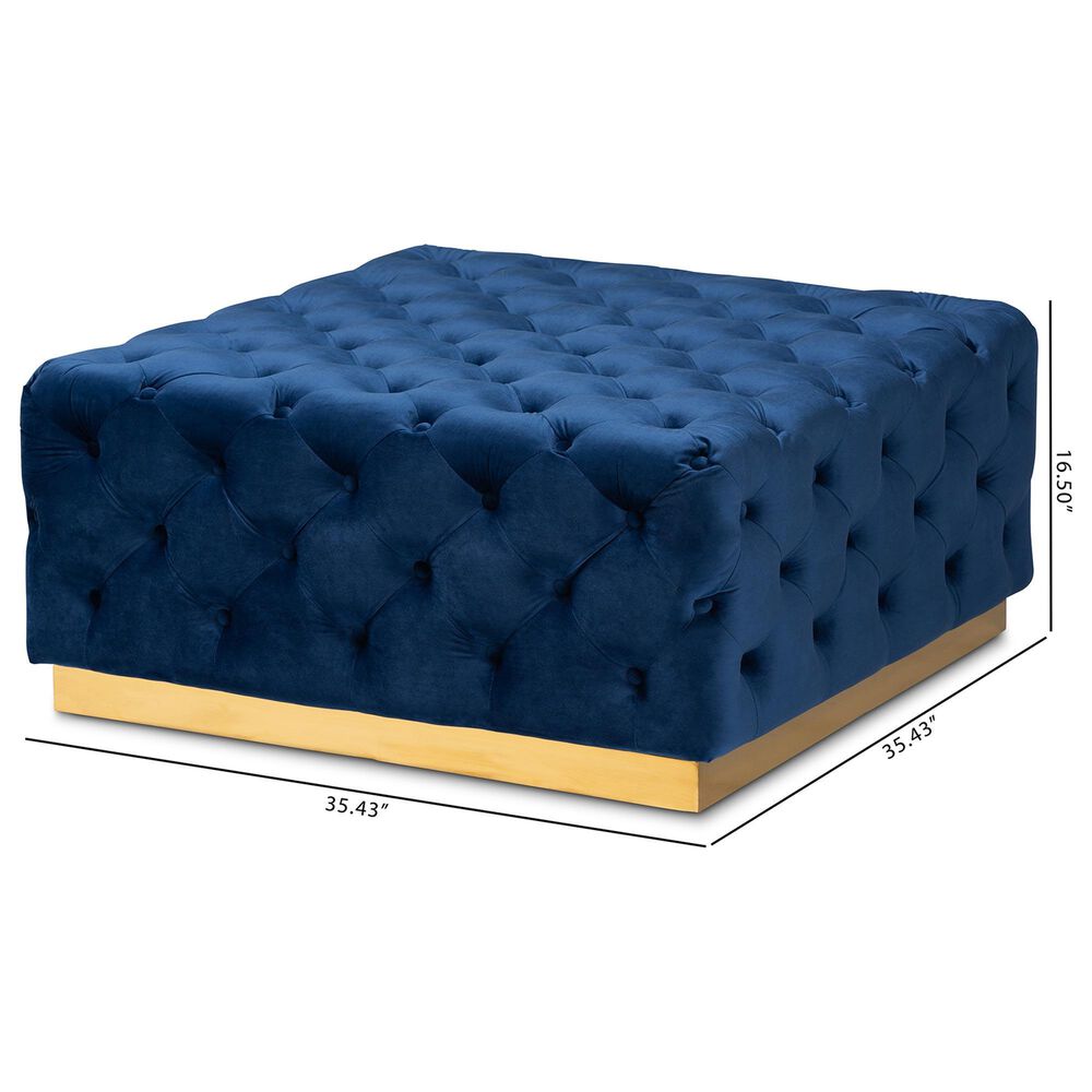 Baxton Studio Verene Square Cocktail Ottoman in Royal Blue, , large
