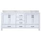 Lexora Home Jacques 72" Double Bathroom Vanity in White with 2 cm White Carrara Marble Top and Rectangular Sinks, , large