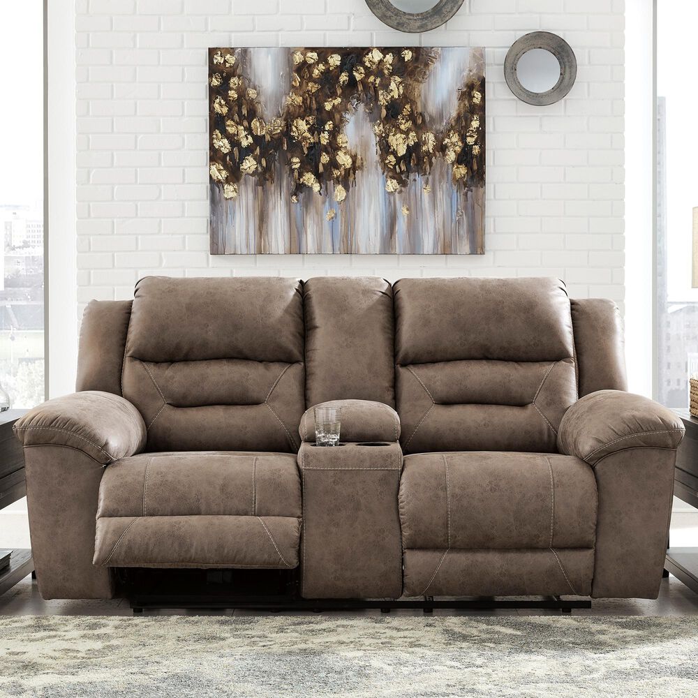 Ashley Stoneland Power Double Reclining Loveseat with Console in Fossil, , large