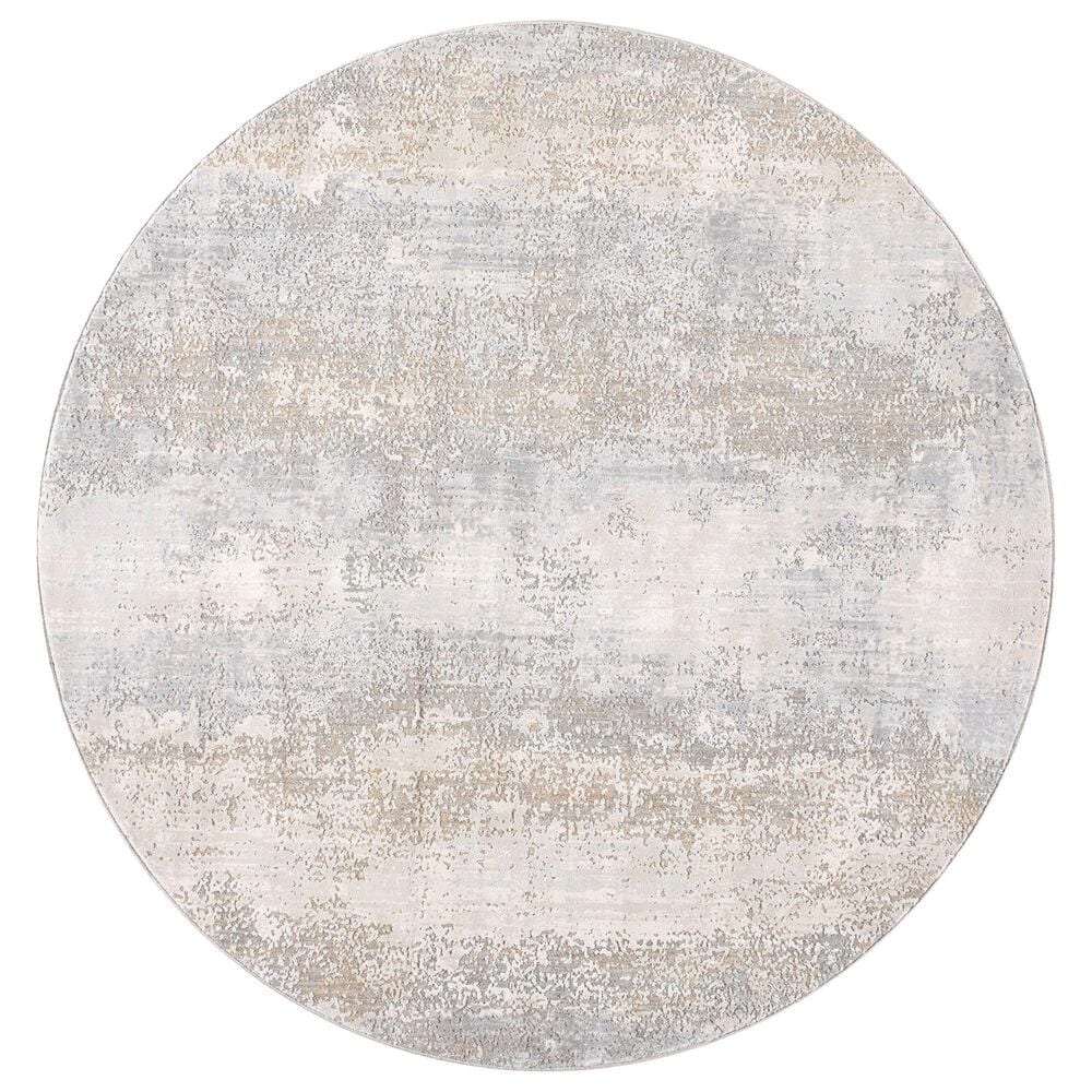 Surya Brunswick 6"7" Round Blue, Taupe, Cream, Tan, Seafoam and Gray Area Rug, , large